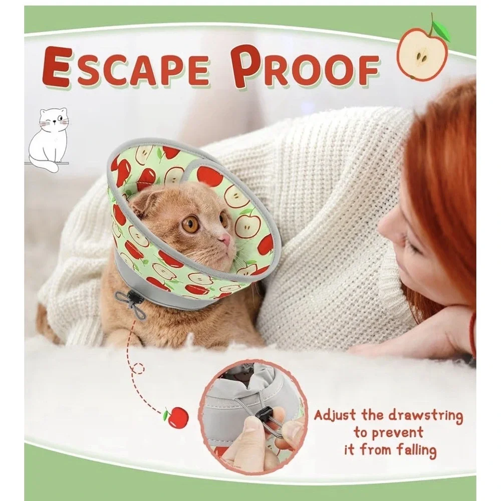 GoGoPaw Soft Adjustable Cat Recovery Collar Lightweight Apples Designed New